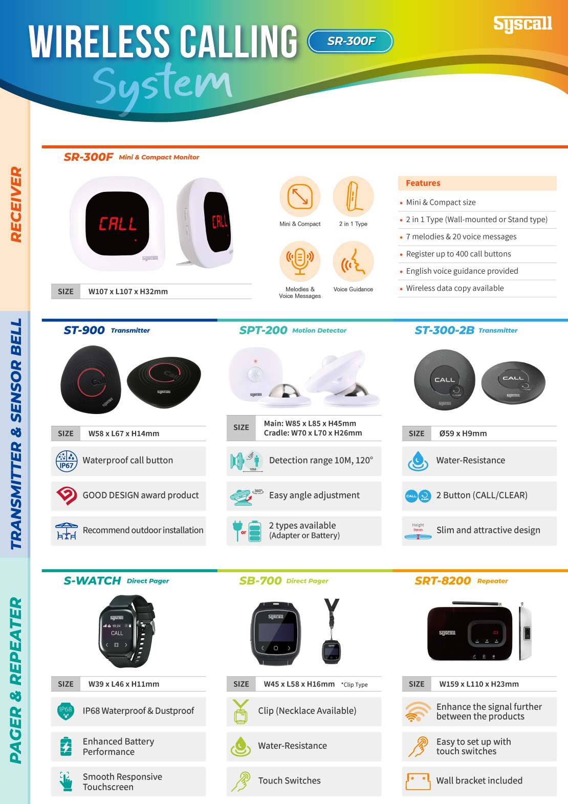 Wireless calling system [SR-300F] | Syscall global